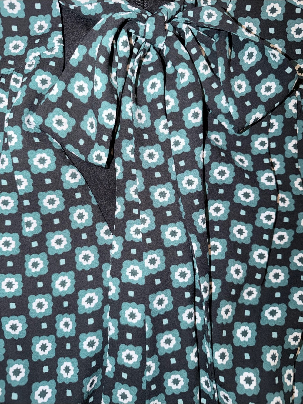 Ted Baker London Emerald Green Floral Tie-Neck A-Line Dress - Picture 12 of 13